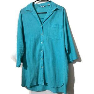 Talbots women's button down shirt blue size M
